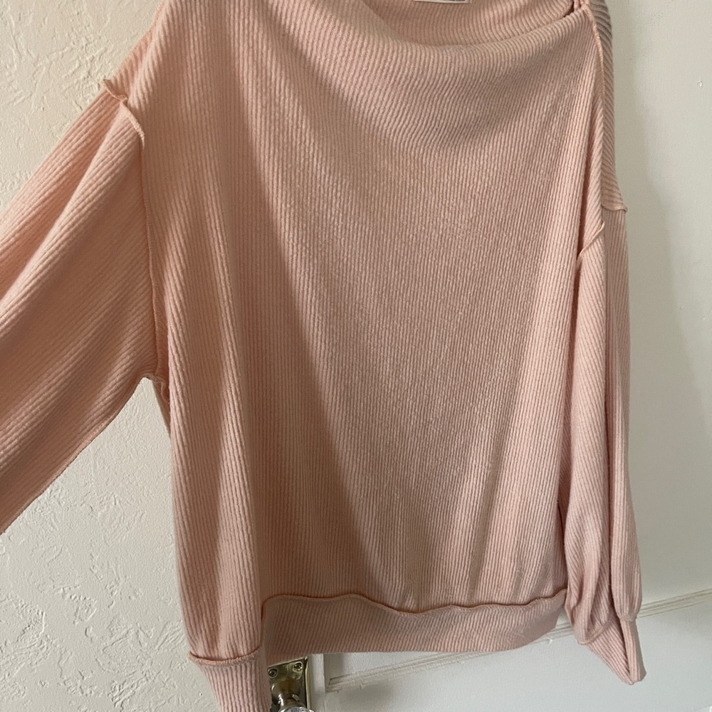 FREE PEOPLE Main Squeeze Brushed Hacci Top Drop Shoulder Sweater Women’s Small - Picture 4 of 12